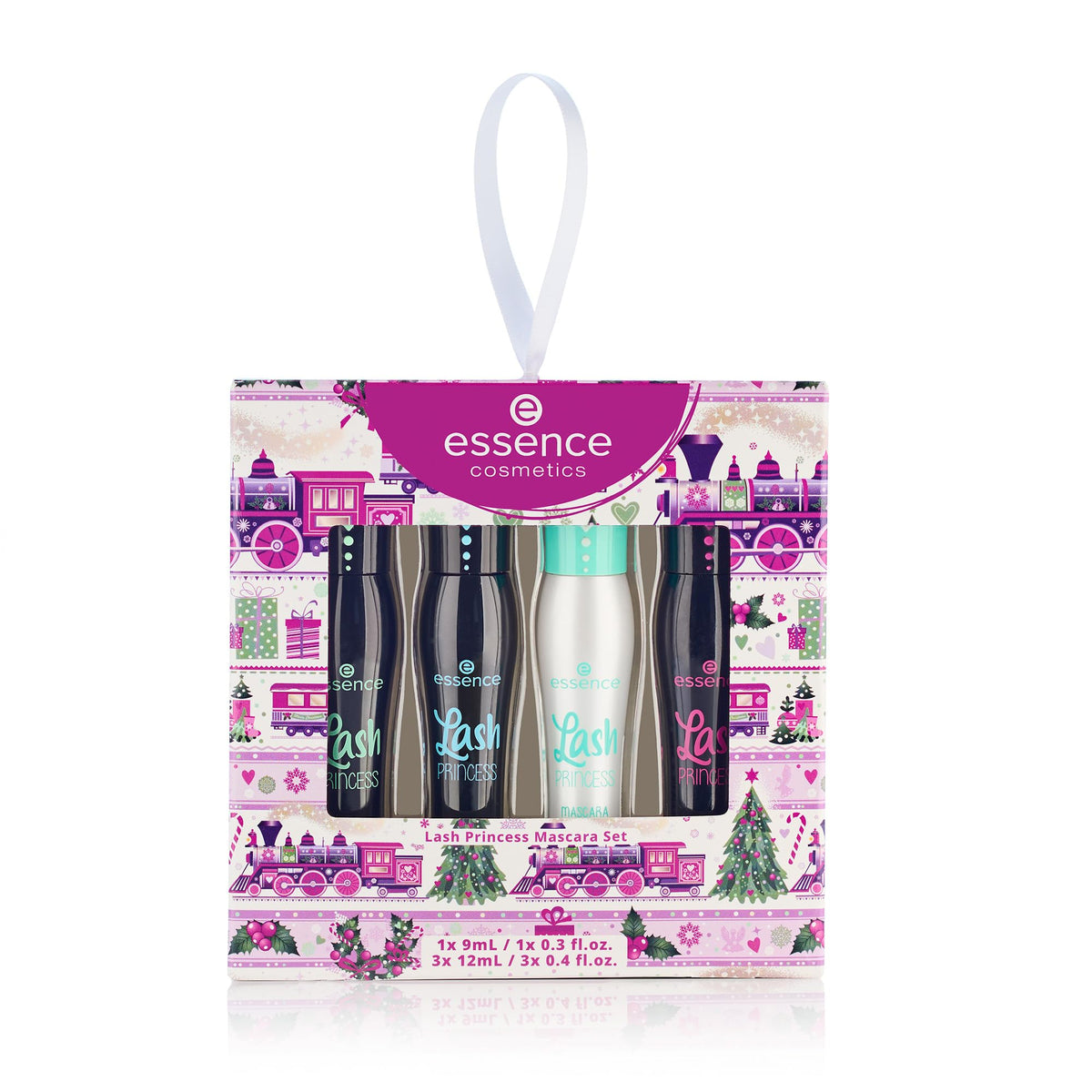 essence holiday box front showing festive packaging and gift appeal