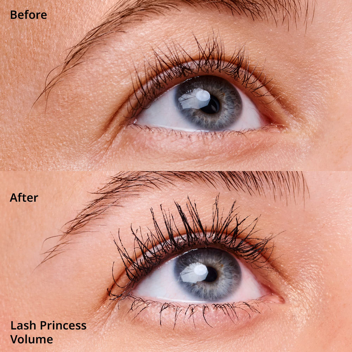 essence model with intensified nighttime lashes showing dramatic buildable volume