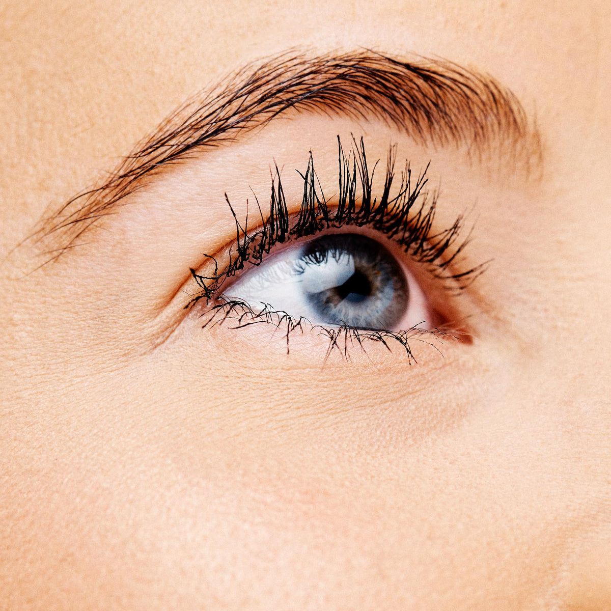 essence Lash Princess applied on model eyes showcasing dramatic curl and volume