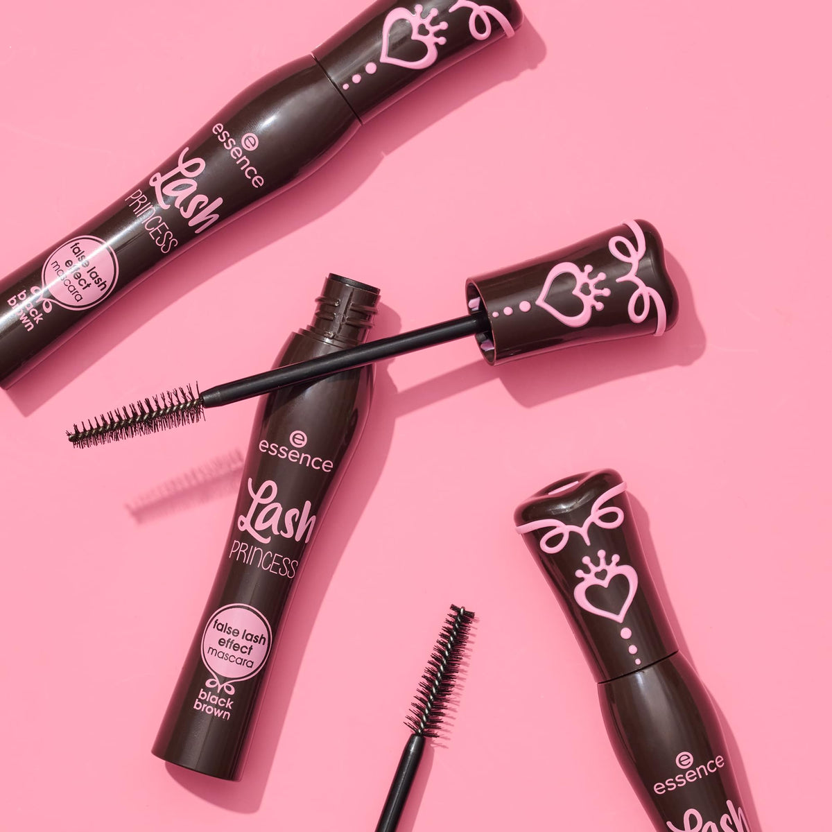 essence Lash Princess tube beside ruler to show size for travel convenience