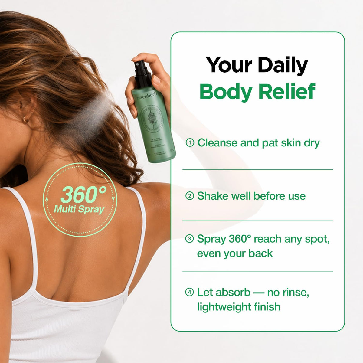 ESSENHERB centella and allantoin detail conveying soothing effect