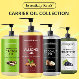 Essentially KateS bottle with almonds and herbs indicating natural ingredients