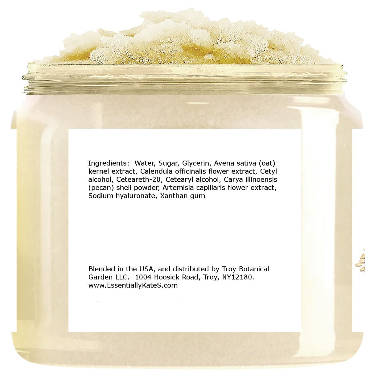 Essentially KateS close-up of scrub texture with sugar and oatmeal for smooth polished skin