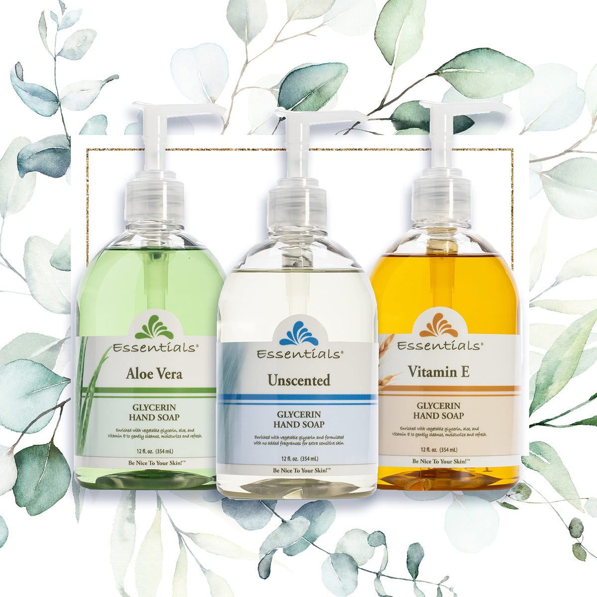 Essentials product label detailing ingredients and cruelty-free non-GMO claims