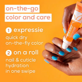 essie product in use on hand model demonstrating quick conditioning and neat finish