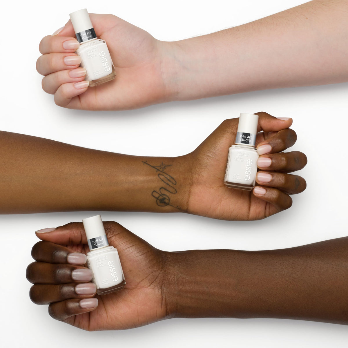 essie comparison swatches showing one, two, and three Arctic Jelly coats