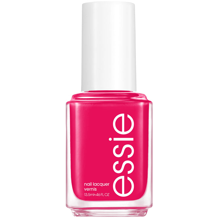 essie bottle front view showing vivid fuchsia color and glossy finish benefit