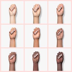 essie hand model wearing Ballet Slippers showing natural polished look benefit