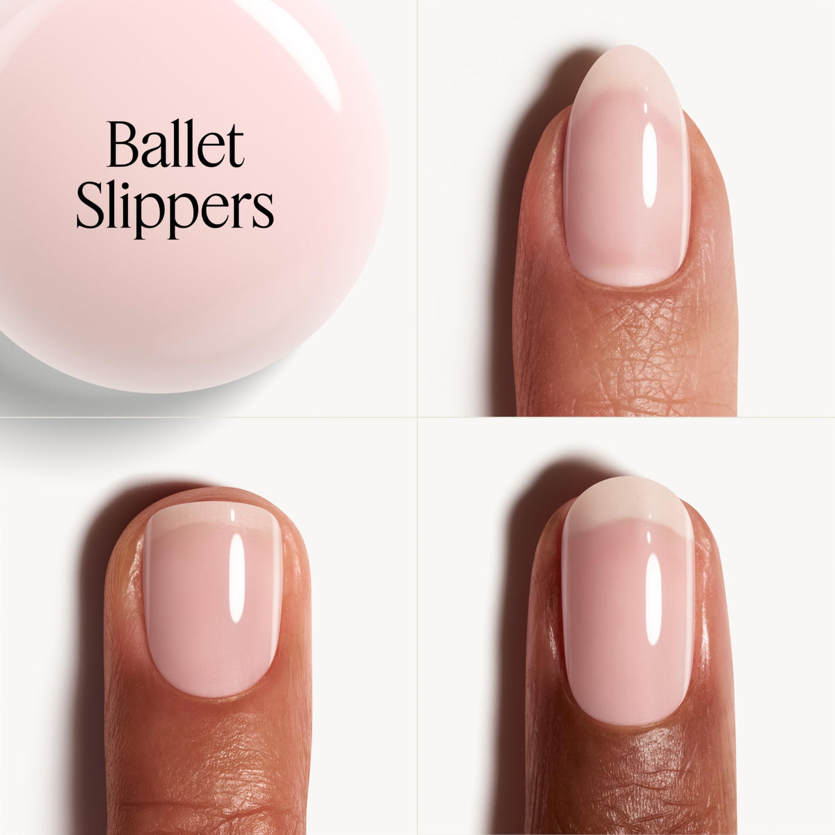 essie swatch wheel showing Ballet Slippers layered coverage and polish payoff