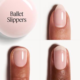 essie swatch wheel showing Ballet Slippers layered coverage and polish payoff