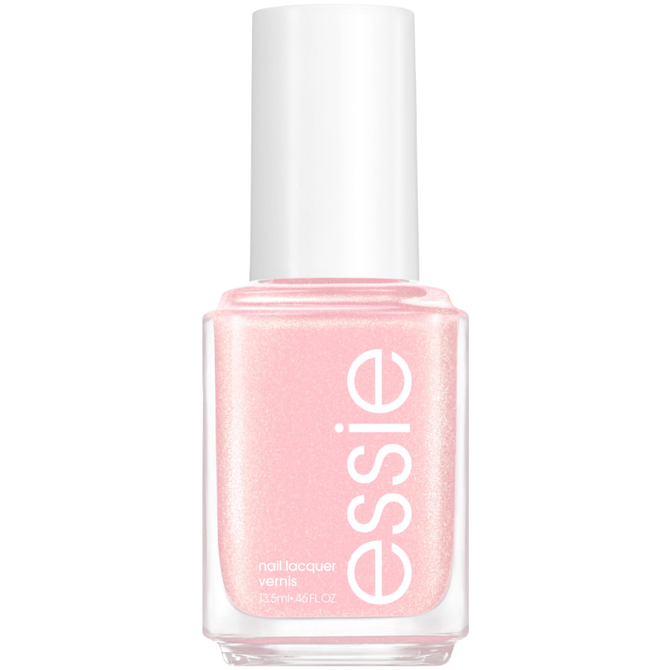 essie bottle front view showing glossy iridescent pink finish and salon-quality look