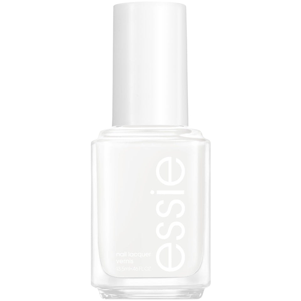 essie Blanc front bottle showing snowy white polish and glossy benefit
