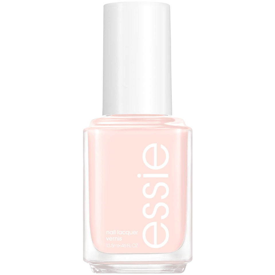 essie bottle front view showing pale pink polish and clean label for elegant nails