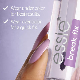 essie cured transparent patch on nail showing seamless protection
