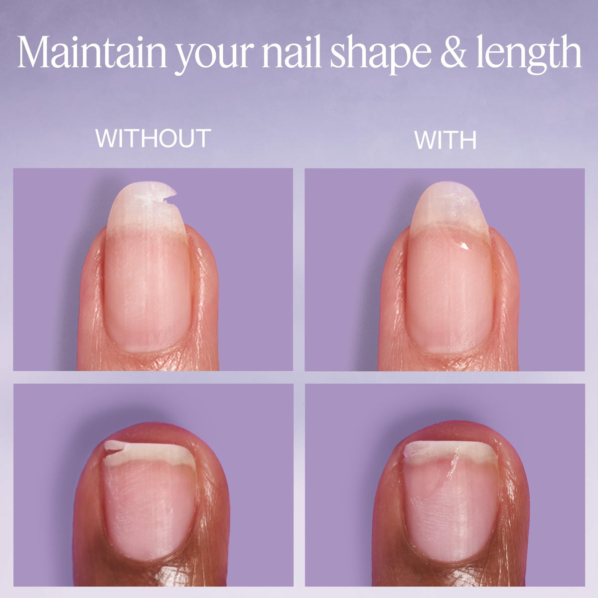 essie applied to a torn nail demonstrating immediate edge adhesion