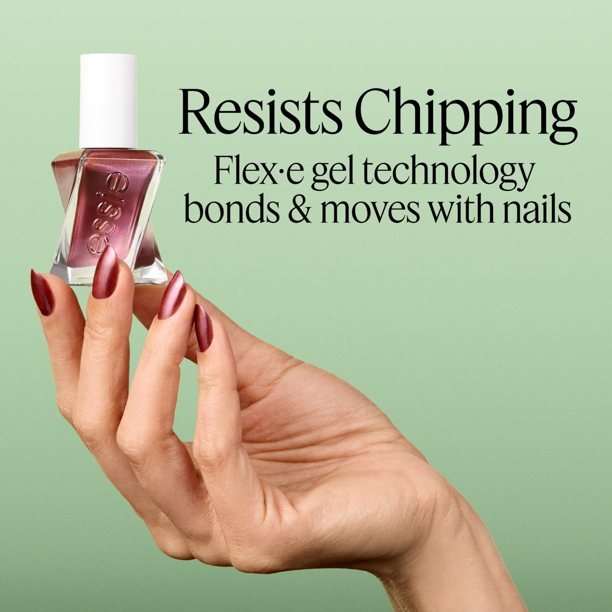 essie paired with Gel Couture top coat showing durable, glossy result