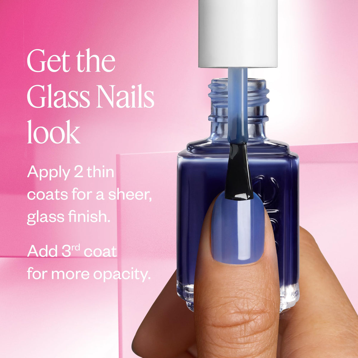 essie manicure lifestyle photo showing glassy shine for polished everyday style