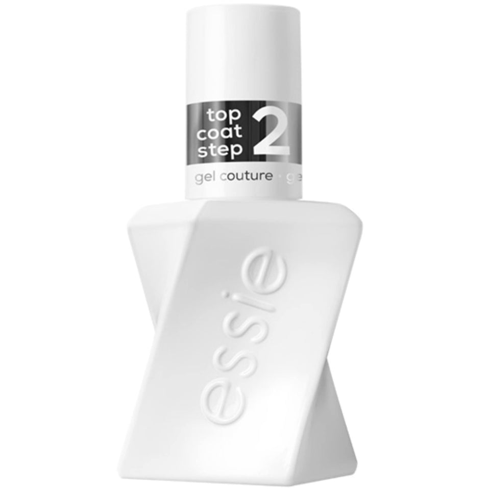 essie clear top coat front bottle showing glossy protection