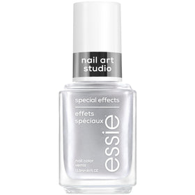 essie bottle front view showing cosmic chrome silver polish and sleek label benefit easy identification