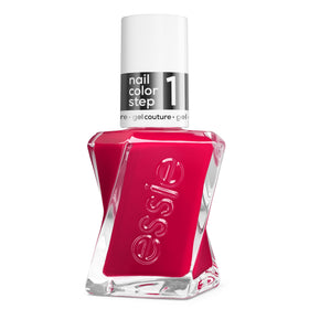 essie bottle front view showing deep magenta shade and glossy finish benefit