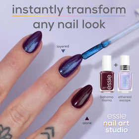 essie close-up pigment showing duochrome flakes for dimensional shine