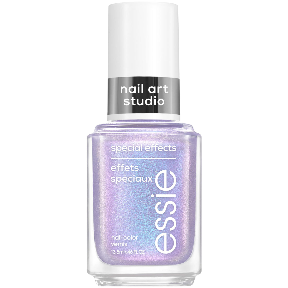 essie front bottle showing purple shimmer for vibrant results