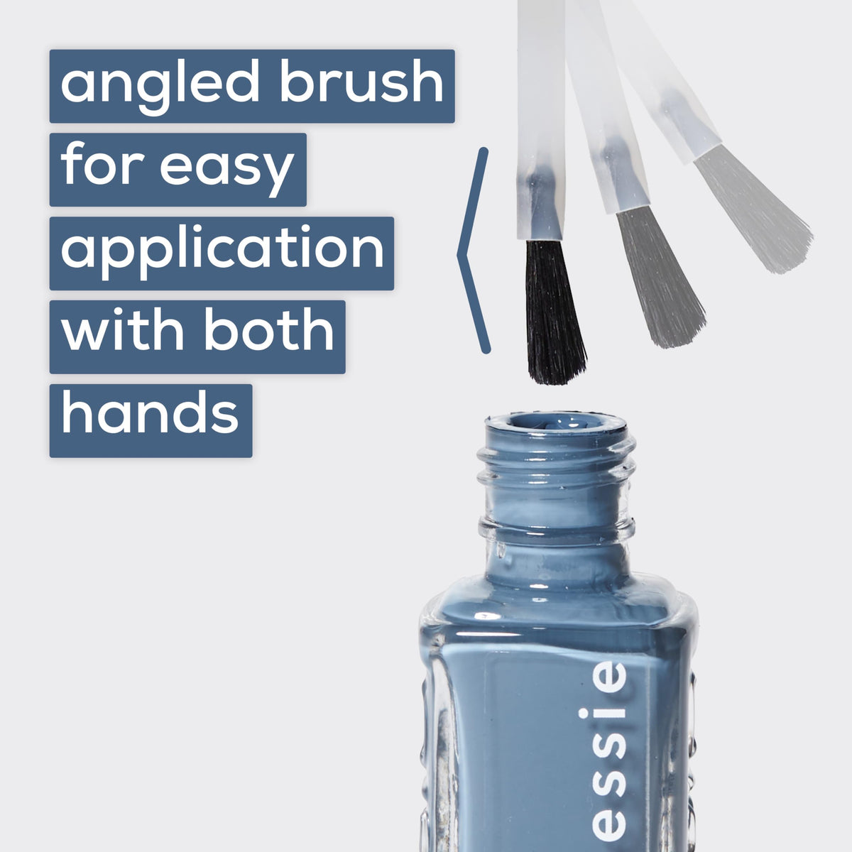 essie bottle with cap open revealing brush and fast-dry convenience
