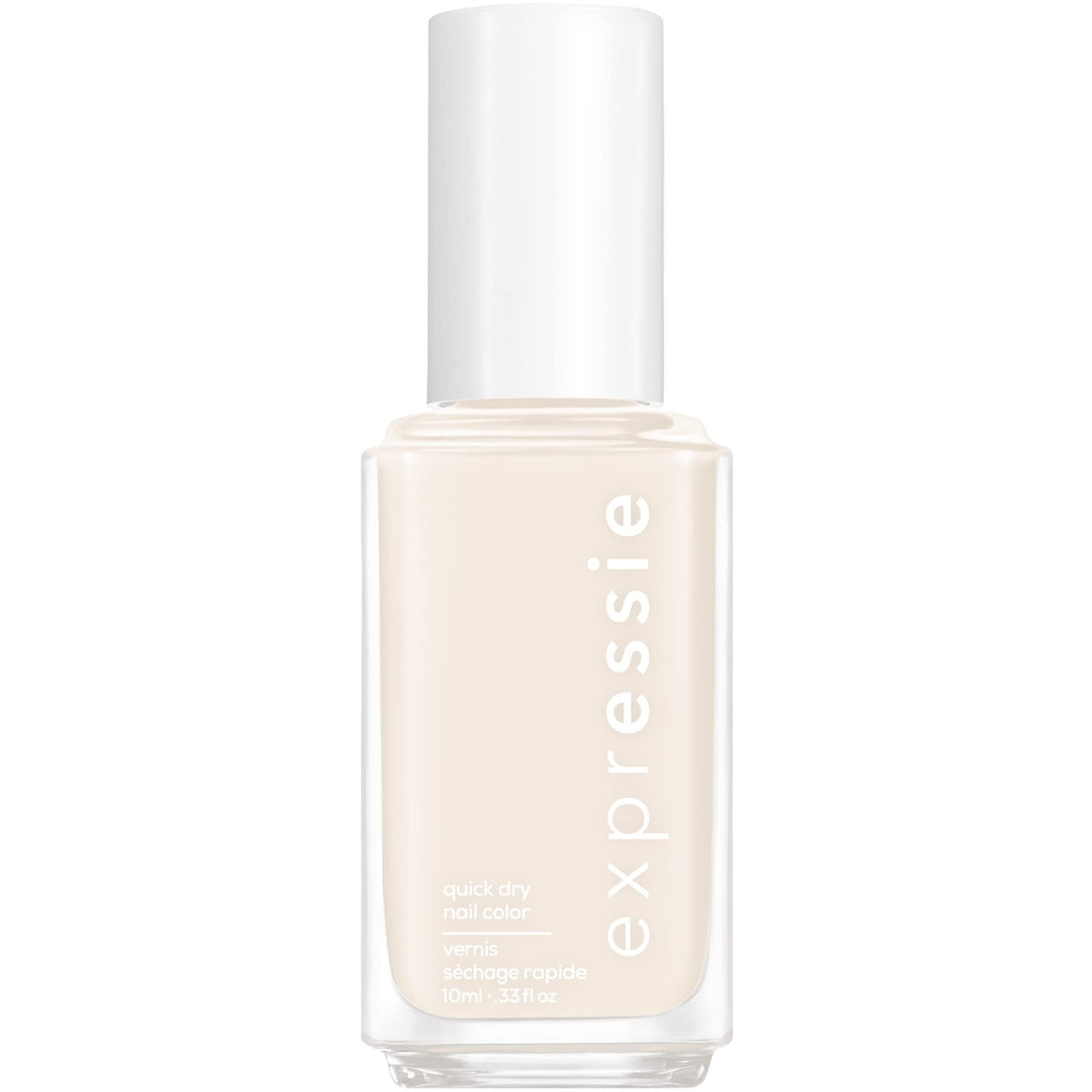 essie expressie Daily Grind front bottle view showing eggshell white color and quick-dry benefit