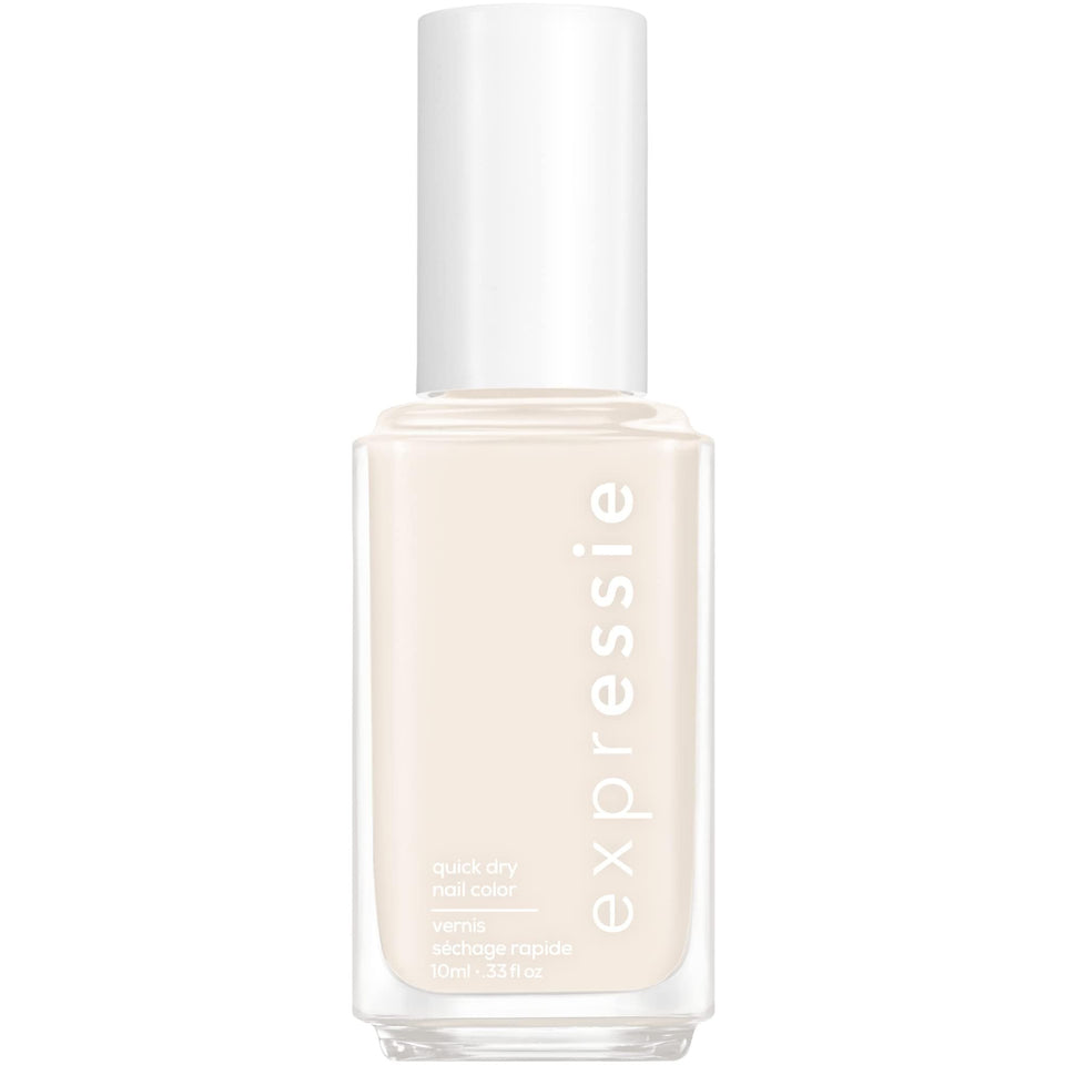 essie expressie Daily Grind front bottle view showing eggshell white color and quick-dry benefit