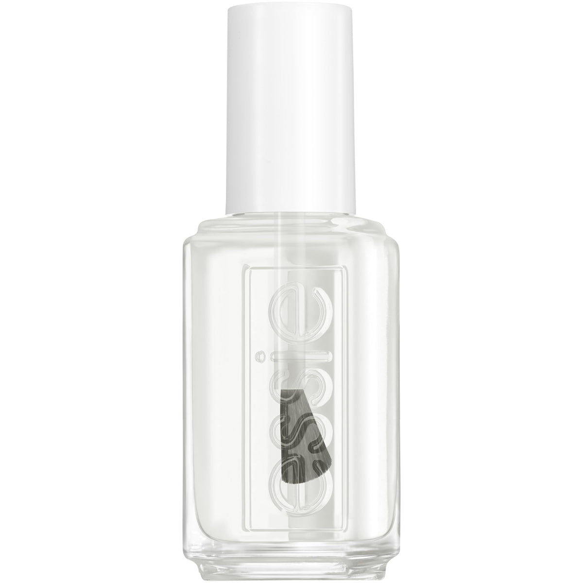 essie front bottle clear 390 Always Transparent showing label and glossy finish benefit