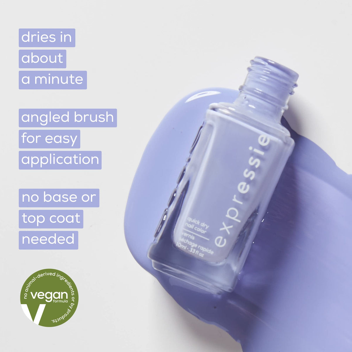 essie bottle held next to hand showing compact 0.33 fl oz travel convenience