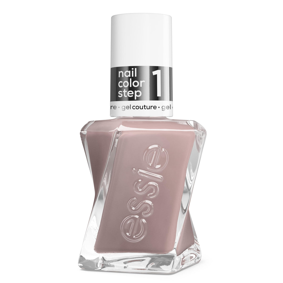 essie bottle front packaging showing tassel free gray and glossy finish
