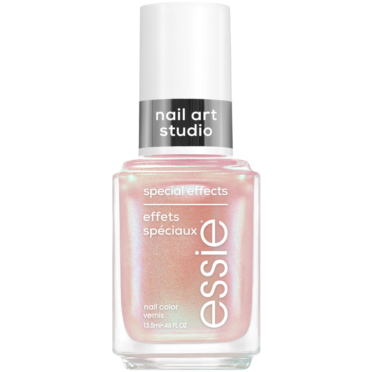 essie Gilded Galaxy front bottle showing peach chrome finish and brand