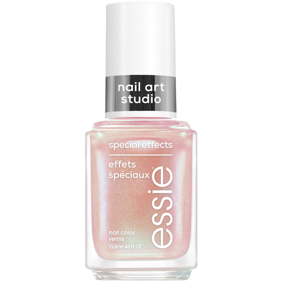essie Gilded Galaxy front bottle showing peach chrome finish and brand