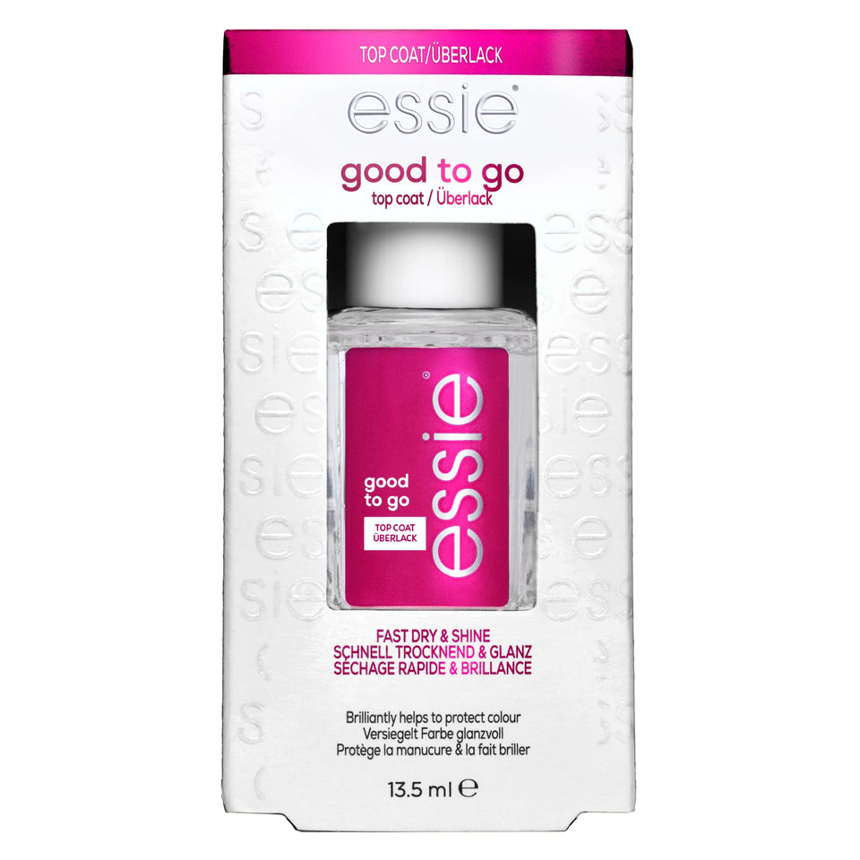 essie Good to Go front bottle showing compact packaging and quick-dry benefit