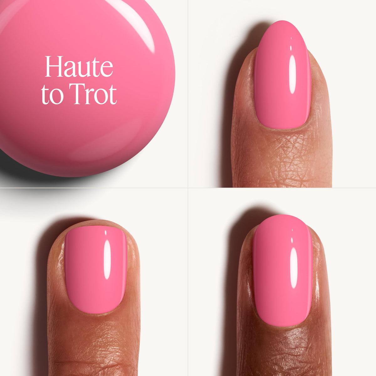 essie brush stroke of Haute To Trot showing curve-hugging brush for smooth coverage