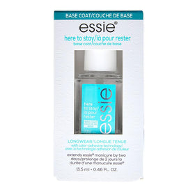 essie clear base coat front bottle showing brand and compact size for travel