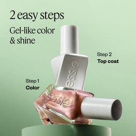 essie applying top coat to nails for high-shine, chip-resistant finish
