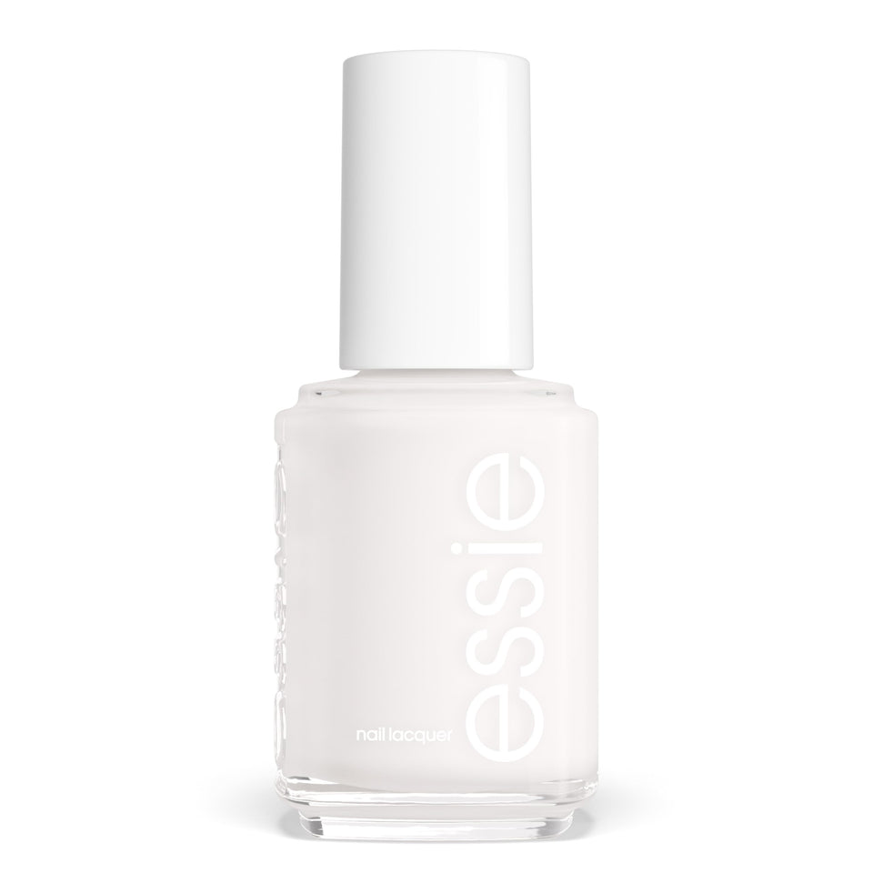essie bottle front packaging showing cloudy white shade and glossy benefit