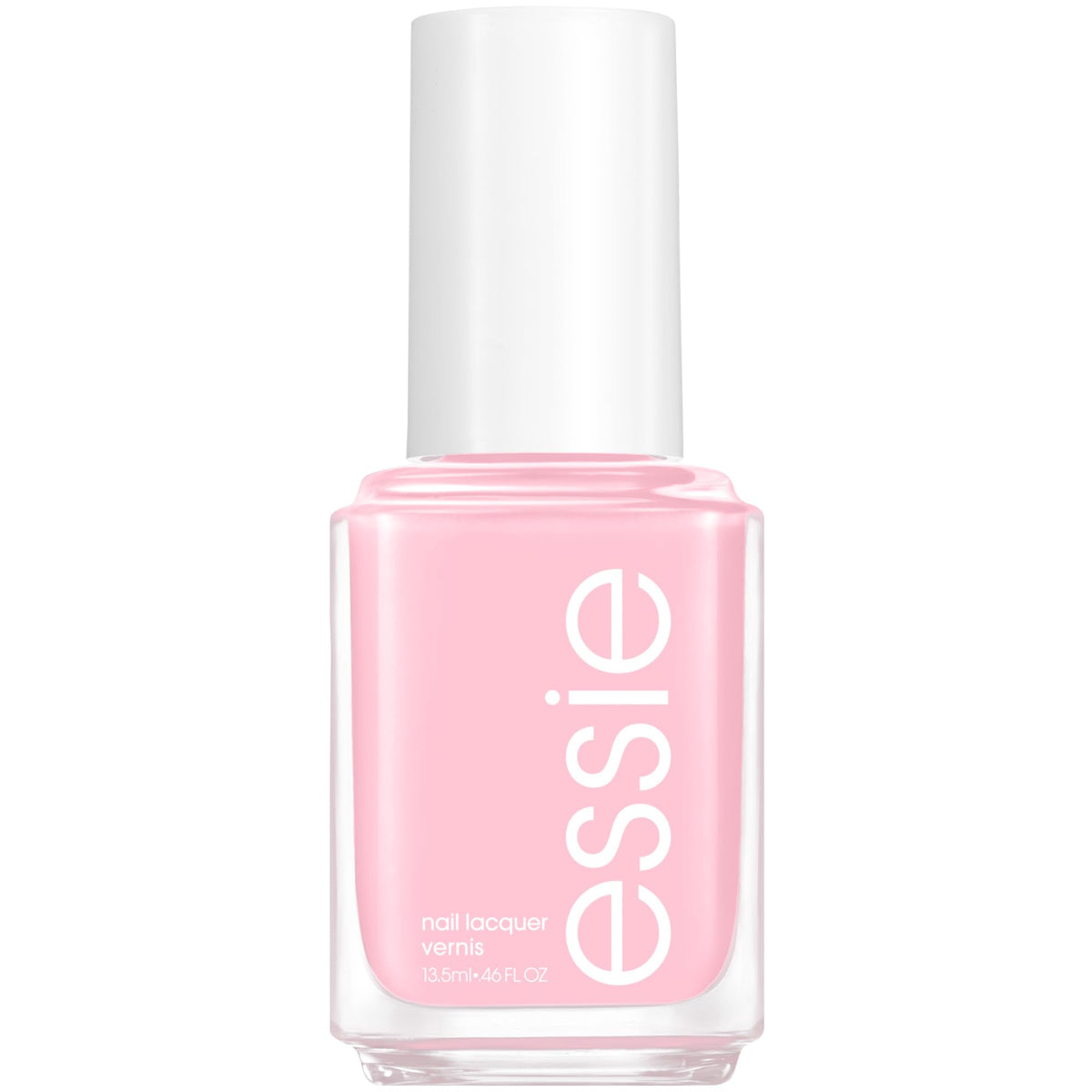 essie front bottle showing glossy light pink shade and brand clarity