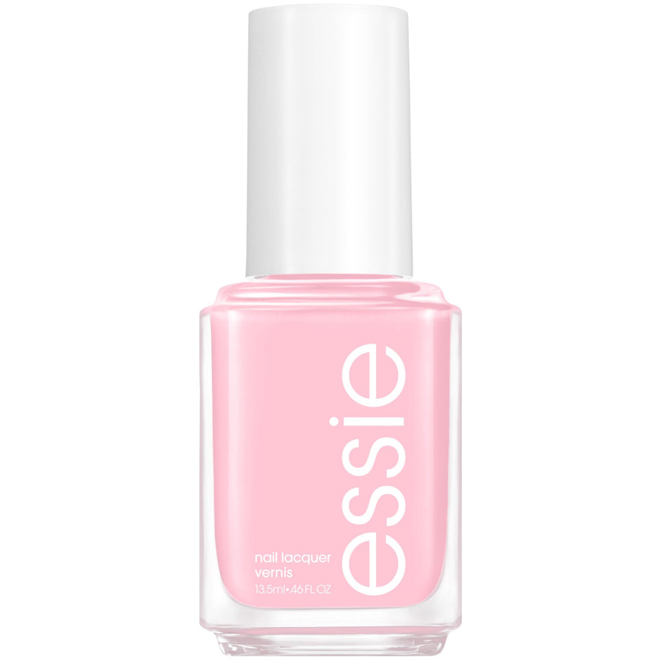 essie front bottle showing glossy light pink shade and brand clarity