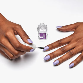 essie No Chips Ahead glossy finish on painted nail highlighting chip-resistant shine