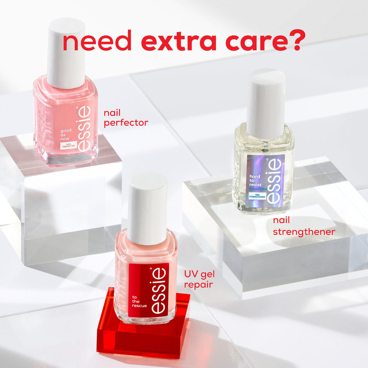 essie packaging and ingredient list emphasizing protein and ceramide benefit