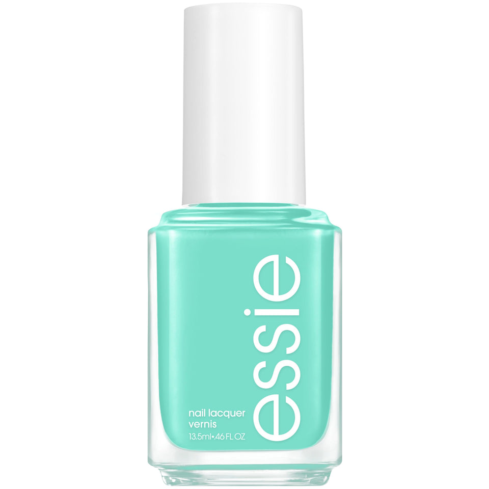 essie Riviera Rush bottle front view shows vivid turquoise color and brand benefit