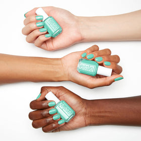 essie Riviera Rush swatch on skin displays true turquoise shade and rich pigment