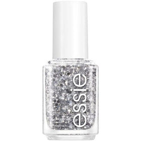 essie front bottle shot showing silver glitter polish and brand benefit