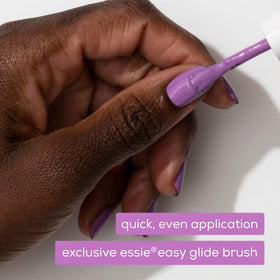 essie bottle next to coin for scale to show compact travel-friendly size