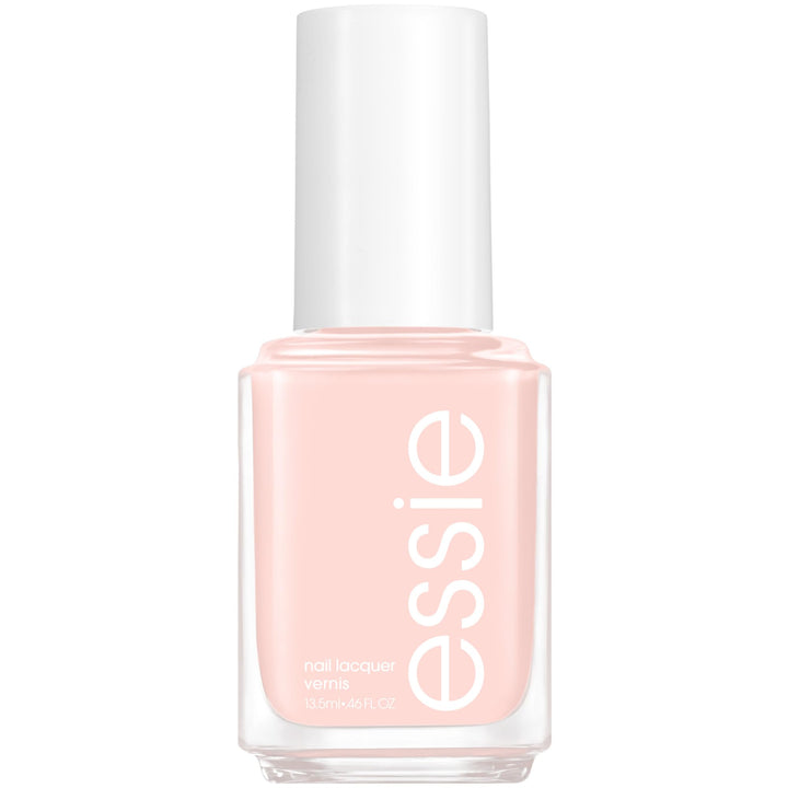 essie front bottle view showing light peach color and glossy finish