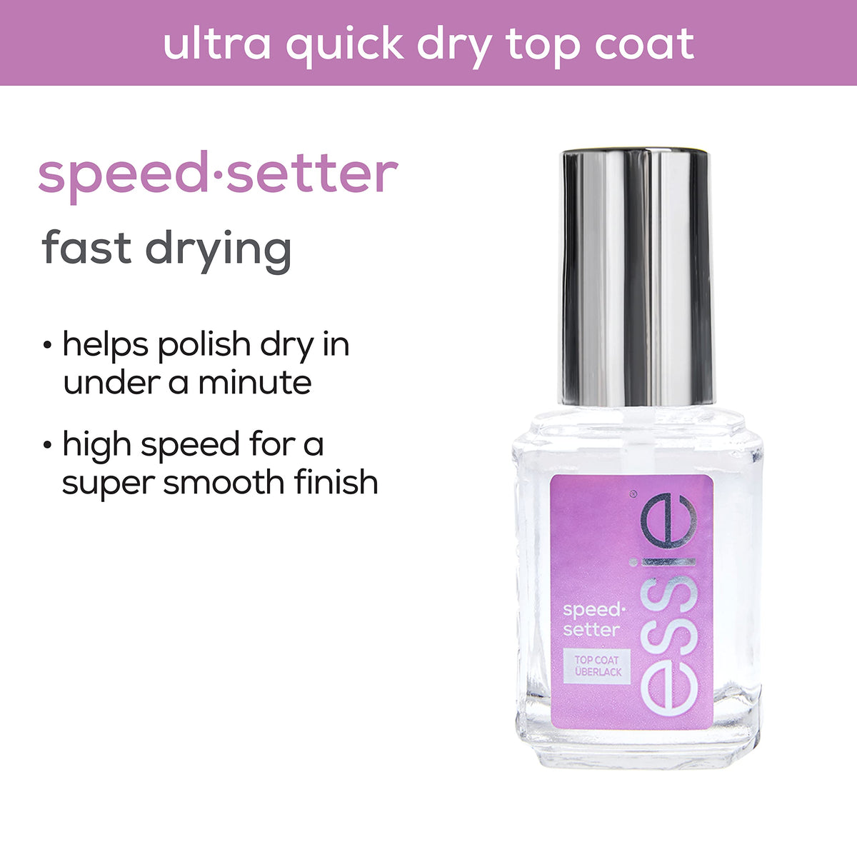 essie close-up of nails with top coat for high-shine finish