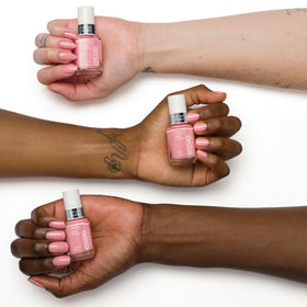 essie three-coat swatch on nail showing buildable opacity benefit